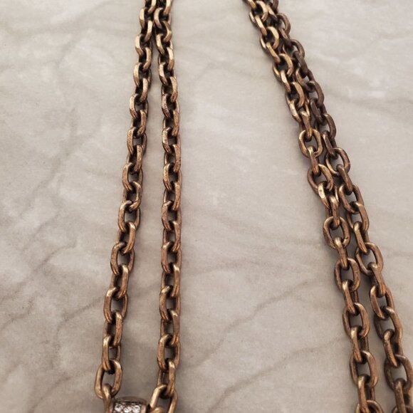 ✨ Ann Taylor Amber Rhinestones Crystals Pave Enamel Pendant Necklace ✨ - Picture 5 of 10